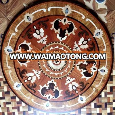 Round mosaic medallion floor patterns or Round mosaic wood flooring